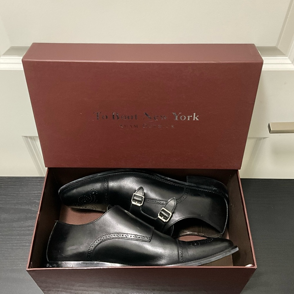 To Boot Black Double Monk Strap Oxfords